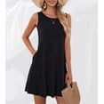 thumbnail image 1 of Jdffashion Robe d'Été pour Femmes Col Licou Sans Manches Mini Robe Décontractée Florale de Plage avec Poches (Noir, Petit), 1 of 7