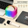 thumbnail image 3 of Portable Mini Karaoke Machine with 2 Wireless Microphones and LED Lights, Bluetooth Speaker for Kids and Adults, Fun Singing Toy and Birthday Gift for Boys, Girls, and Family Home, 3 of 8