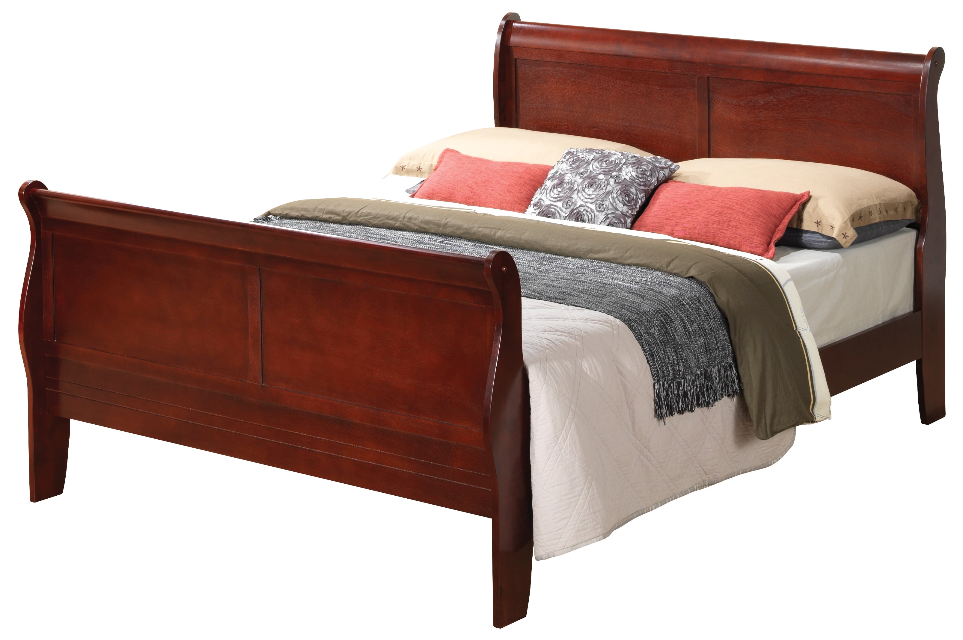 Glory Furniture Louis Phillipe Queen Bed in Cherry Color