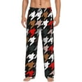 thumbnail image 2 of Lsque Houndstooth Green Red Print Men's Pajama Pants, Lounge Pant - Comfortable Home Wear,Elastic Waistband, Stylish Design-Medium, 2 of 9