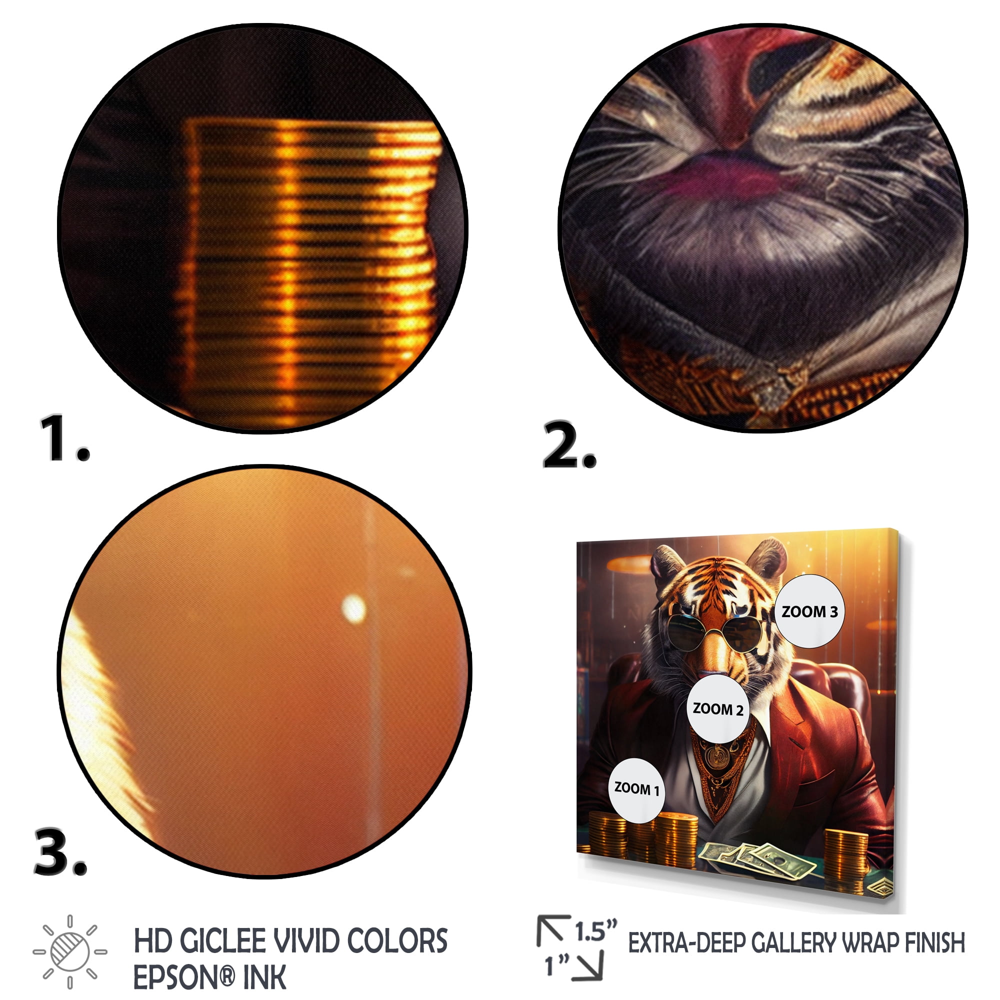 Designart Stylish Tiger Gambling I Canvas Wall Art