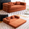 thumbnail image 2 of ccca 81.6" Convertible Sofa Bed with 2 Pillows, Foldable  Floor Couch for Living Room and Small Spaces, Green, 2 of 25