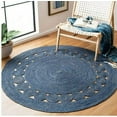 thumbnail image 4 of Hand Woven, Oriental Jute Round Area Rug, Blue 4x4" Living Room , Indoor, Garden Carpet Rug Doormat, 4 of 4