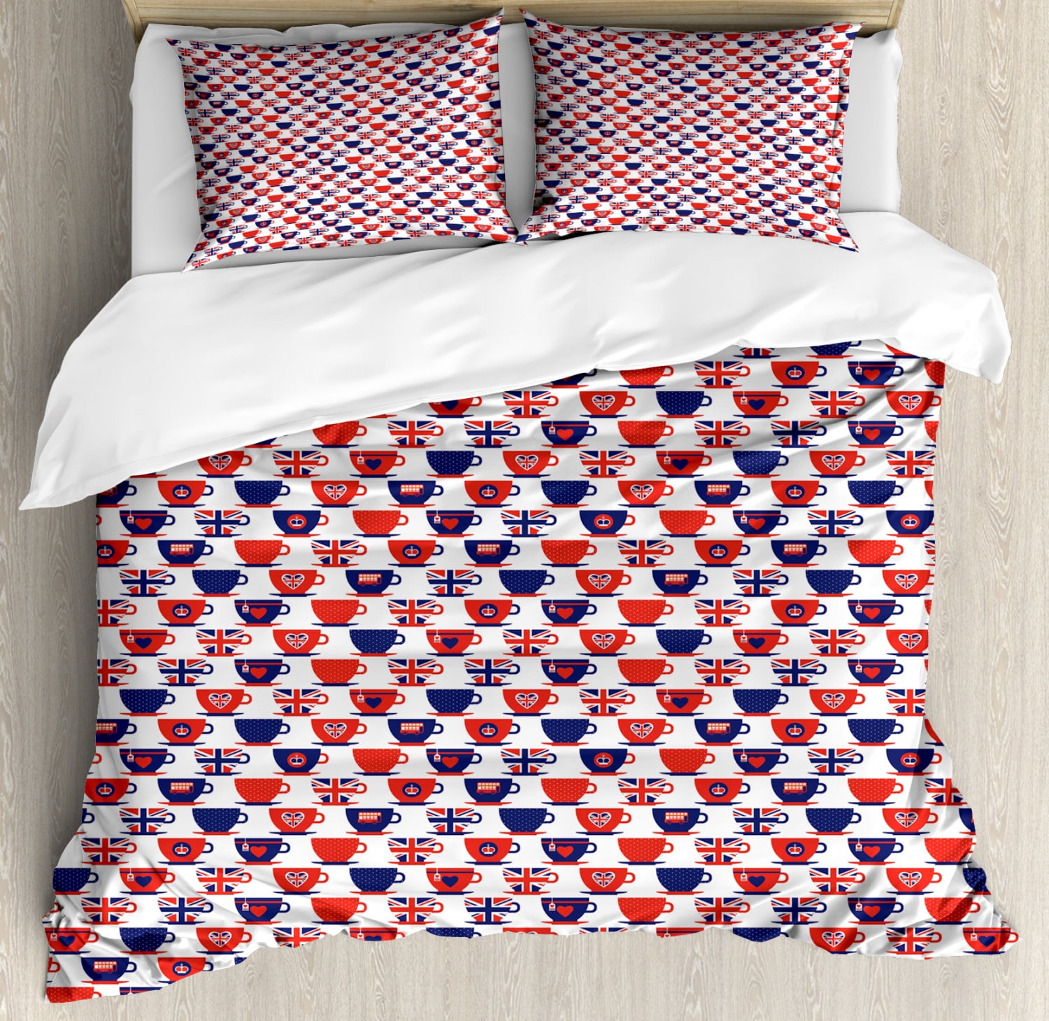 British Print Pattern Duvet Cover Bedding Set