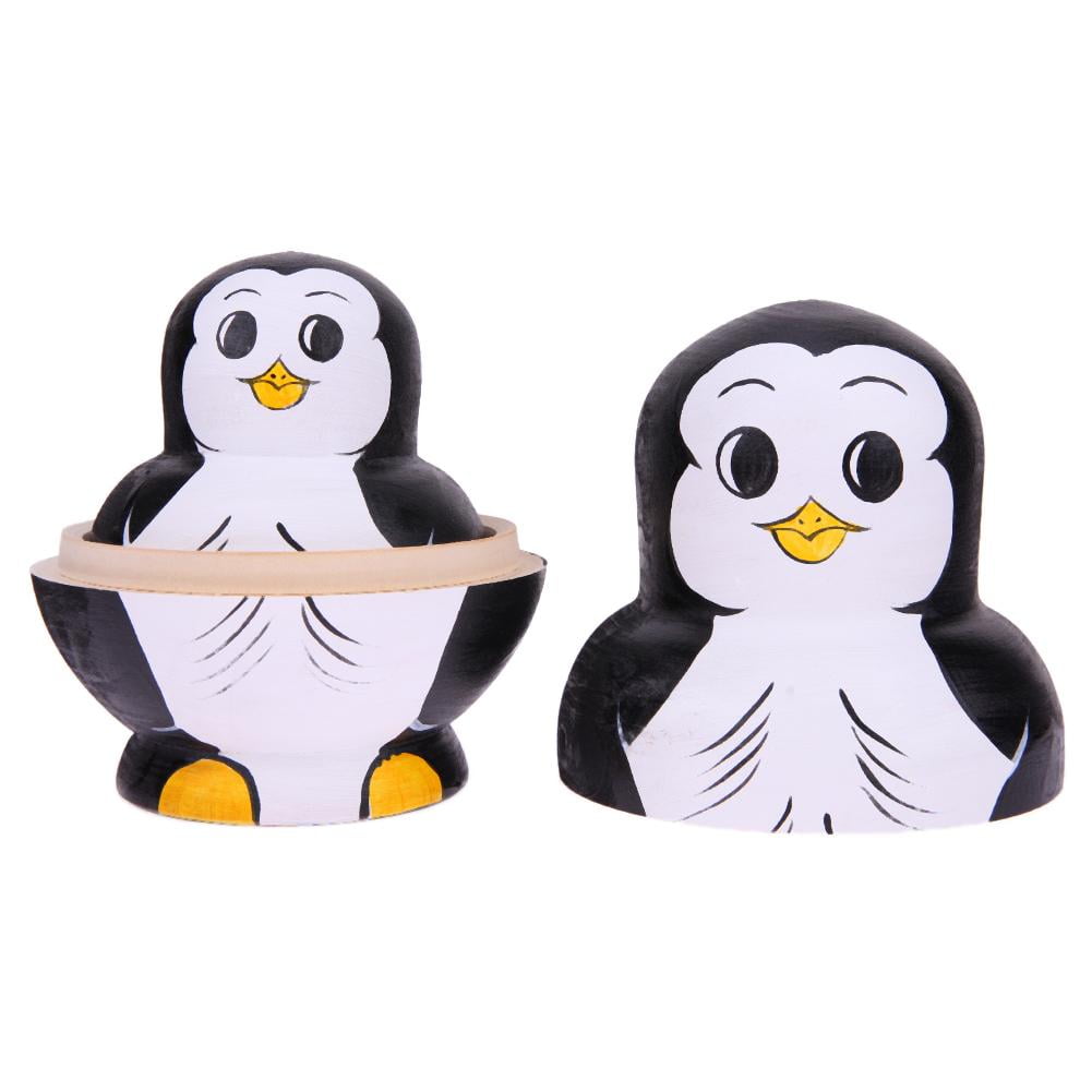 Childplaymate 10pcs/Set Russian Matryoshka Dolls Penguin Pattern Wood Nesting Toy Gift