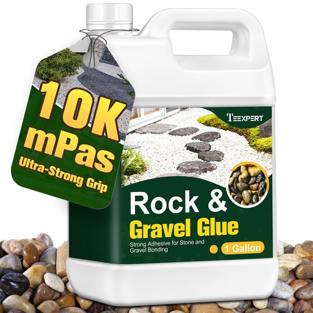 Pegamento para Rocas Teexpert 1 Galón para Paisajismo – Adhesivo Fuerte para Grava y Piedras para Caminos, Jardines, Patios y Bordes Decorativos de Entrada