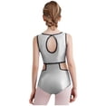 thumbnail image 4 of Moggemol Kids Girls Shiny Metallic Gymnastics Leotard Set For Figure Skating Dance Workout Silver 12, 4 of 7