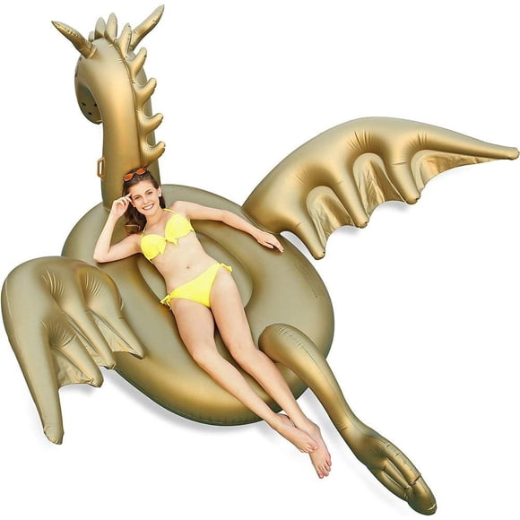 Flotador inflable para piscina Luxy Float Giant, 103 cm, diseño de dragón dorado
