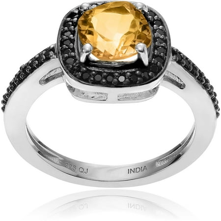Brinley Co. Women's Spinel Citrine Rhodium-Plated Sterling Silver Halo Fashion Ring