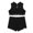 A Black, variant on iiniim Kids Girls 2-Piece Sports Outfit Athletic Dance Crop Top with Booty Shorts Workout Gymnastics Leotard