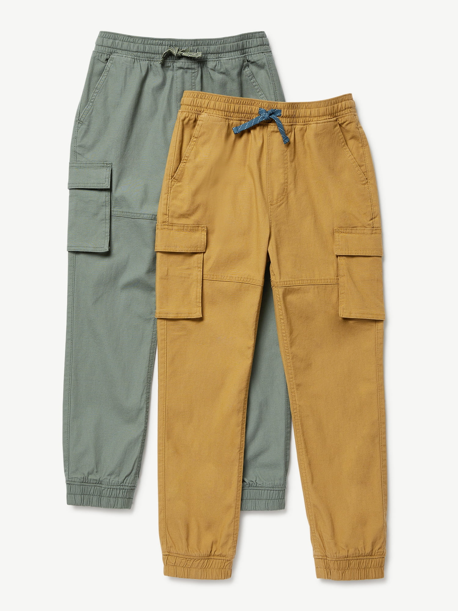 Free Assembly Boys Stretch Cargo Jogger Sweatpants, 2 Pack, Sizes 4-18
