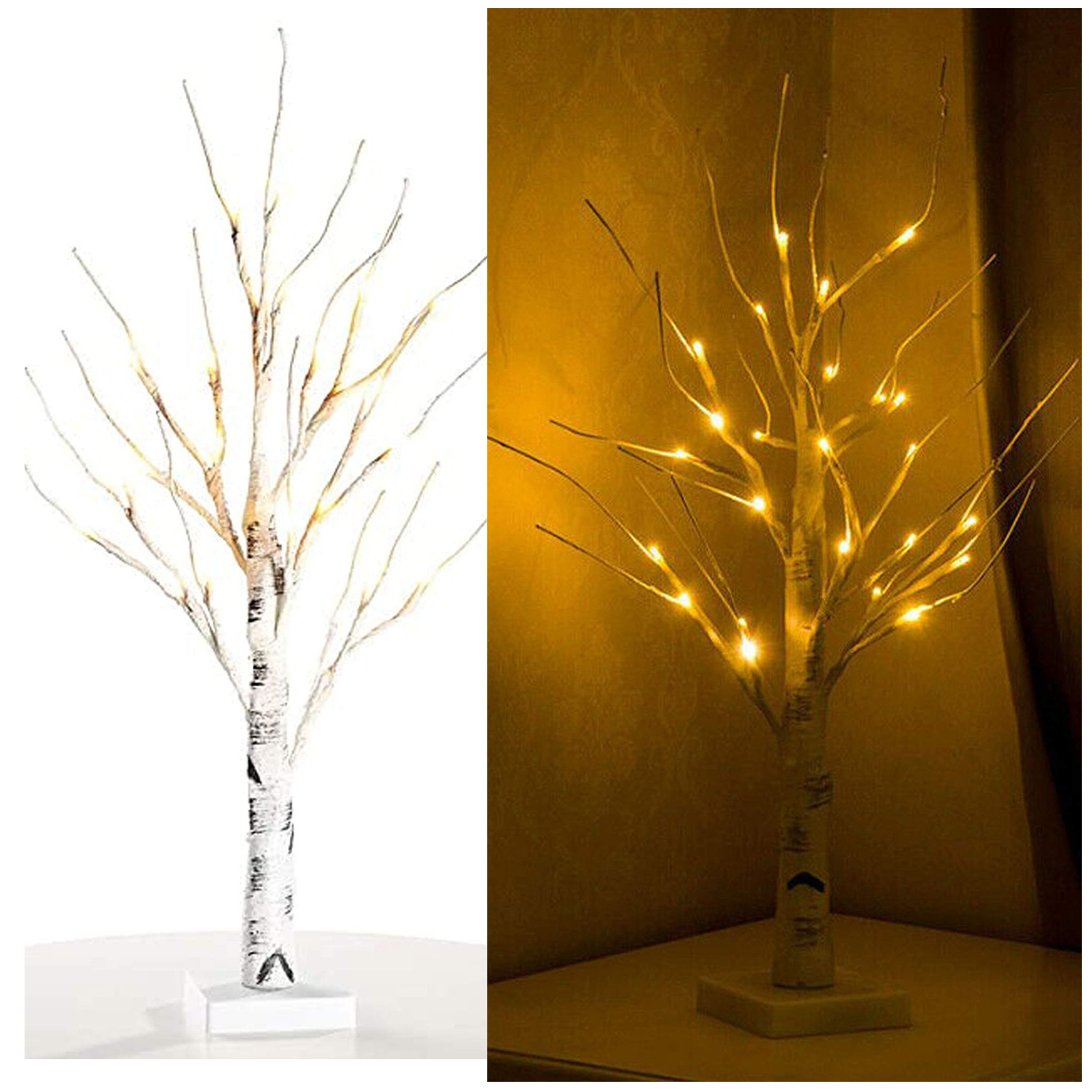 Afunbaby Easter White Tree with with 24 Warm LEDs , Battery Operated