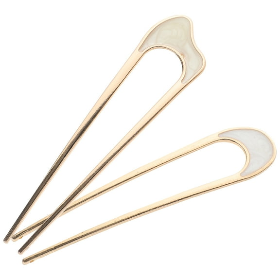 BESTOYARD 2pcs Vintage U Shaped Hair Sticks Metal White Secure Fit for Women Formal Events