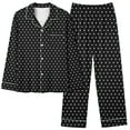thumbnail image 2 of NSLGXD Women's Pajamas Set Cute Polka Dot Print 2 Piece Outfit Sets Button Up Long Sleeve Top and Palazzo Pant Fall Pajamas Set with Pocket, 2 of 6