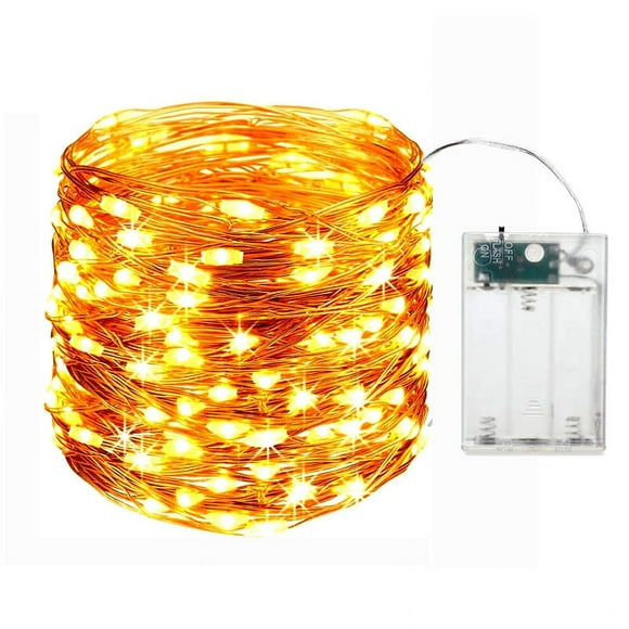 100 LED String Lights Battery Operated Mini LED Fairy Lights 10M Indoor and Outdoor Decoration Light for Bedroom Christmas Wedding Party Home Garden, Orange [Energy Class A+]
