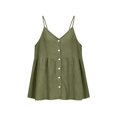 thumbnail image 5 of Linen Tank Tops for Women Sleeveless Spaghetti Strap Tank Top Empire Waist Babydoll Tops Lightweight Linen Shirt Dark Green M, 5 of 9