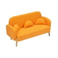thumbnail image 6 of 59.1" Orange Two-Seater Sofa in Cozy Teddy Velvet with Three Lumbar Pillows, 6 of 7