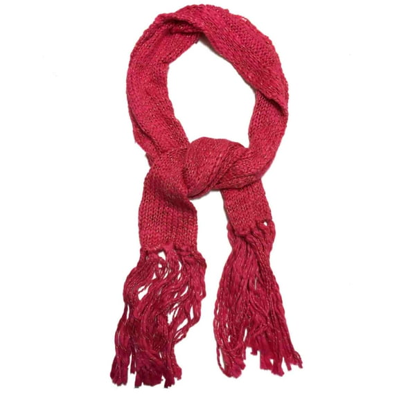 Womens Gold & Pink Shimmer Cable Knit Winter Neck Scarf