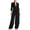 #0333-Black, variant on Women's Outfits Button Down Linen Shirt and Belted Wide Leg Pants Casual Bohemian Style Loose Fit Comfortable Two Piece Pants Sets Gift