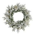 thumbnail image 2 of Nearly Natural 24in. Flocked Artificial Christmas Wreath with 50 LED Lights, 2 of 5