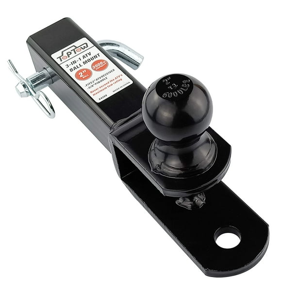 Bola de remolque con enganche para remolque, monta una bola TOPTOW ATV/UTV de 2 pulgadas