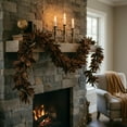 thumbnail image 6 of Brown Magnolia Leaf Garland with Pinecones & Berries, 6Ft Artificial Fall Foliage Decoration for Mantel, Thanksgiving & Christmas (3PC), 6 of 9