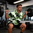 thumbnail image 4 of OIOLOYJM Mens Sun Protection Shirts Quick Dry Lightweight Uv Protection Rash Guard Camo Short Sleeve Hoodies Summer Running Outdoor Fishing Hooded T Shirts Dark Green 3XL, 4 of 5