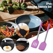2-Pack Silicone Spatulas for Nonstick Pans - Solid & Slotted Cooking Turners, High Heat Resistant Kitchen Utensils, for Eggs, Pancakes, Fish, Dishwasher Safe & BPA-Free