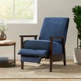 thumbnail image 2 of 24.75'' Mid Century Modern Accent Push-back Recliner Chair for Living Room, High Back PU Upholstered Armchair with Footrest, Solid Wood Frame Leisure Sofa Chair for Adults, Navy Blue, 2 of 7