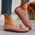 thumbnail image 2 of Loafers for Women Slip On Comfortable Leather Tassel Dress Shoes Non Slip Stitch Low Top Flat Walking Shoes Pink Size 7, 2 of 7