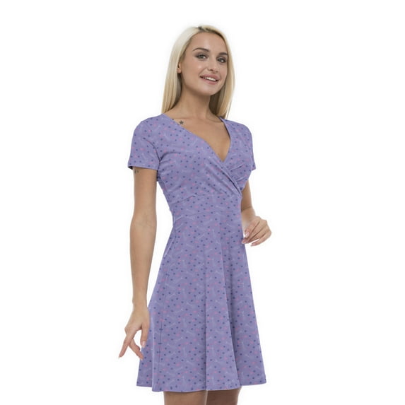 Women’s A Line Animal Print Summer Dress, Retro Triangle Arrangement, Cross Wrap V Neck, 6 Sizes, by Ambesonne