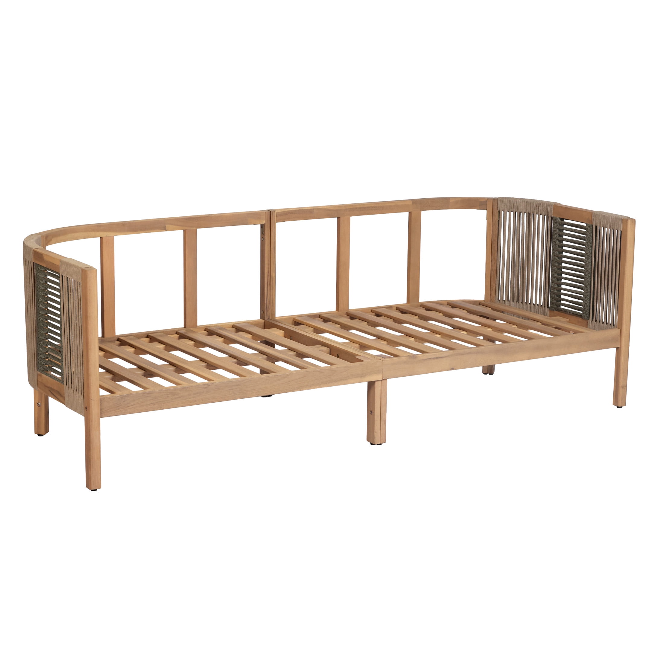 Christopher Knight Home Boho Outdoor Wood 3-Seater Sofa with Cushions and Rope Accents, Teak+Beige