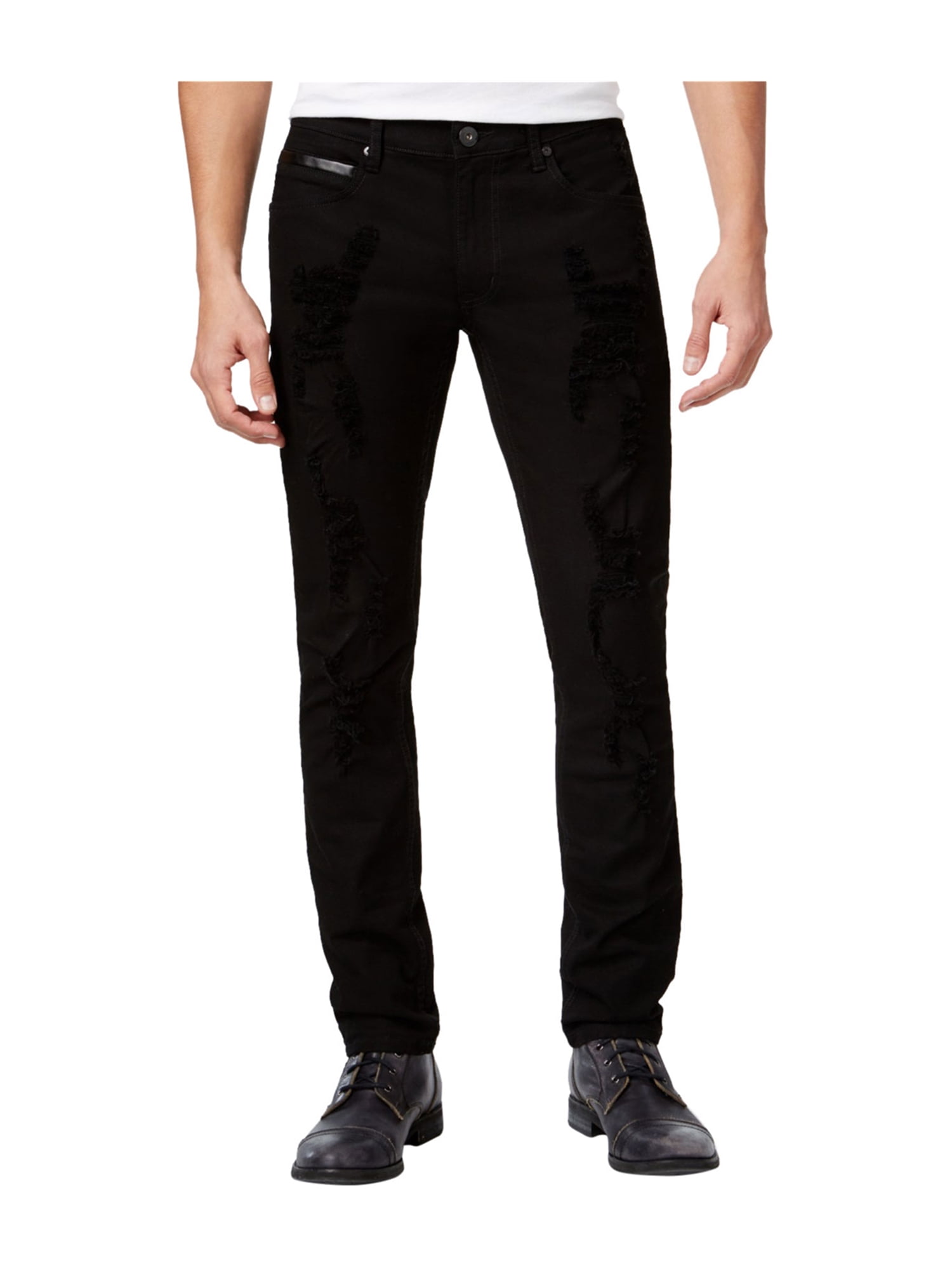 I-N-C Mens Faux Leather Trim Skinny Fit Jeans - Walmart.com