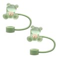 thumbnail image 2 of KGJQ 2Pcs Silicone Straw Cap 10mm Inner Diameter Bear Design Straw Cover Dust-Proof Straw Protector for Cups And Bottles Reusable Drink Lid Stopper, 2 of 8