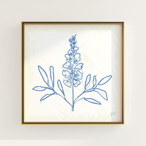 Texas Bluebonnet Botanical Poster Grandmillennial Southern Art V2, Unframed Paper Poster 8x10in