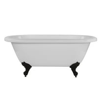 Windsor 66 Inch Acrylic Double Ended Clawfoot Tub - Continuous Roll Rim - No Faucet Drillings - Ball & Claw Feet