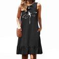 thumbnail image 1 of Styesk Robes pour Femmes Mode Femmes Imprimé Col Rond Sans Manches Poche Jupe Plissée Robe à Empiècements, 1 of 6