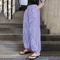 thumbnail image 4 of ATOGUTA Cargo Pants Girls Wide Leg School Uniform Pants Kids Elastic Waist Flowy Summer Beach Lounge Trousers with Pockets Size 5T-15, Purple, 4 of 7