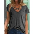 thumbnail image 2 of Diufon Womens Tops Summer Short Sleeve V Neck Crisscross T-Shirt Casaul Loose Tunic Fashion Clothes, 2 of 6
