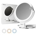 thumbnail image 1 of Fancii Travel Magnifying Mirror 10x /1x with Lights, Rechargeable | 9-Inch Extra Large LED Lighted Makeup Mirror, Folding Double Sided Portable Vanity Mirror, 3 Light Settings, Touch Se, 1 of 8
