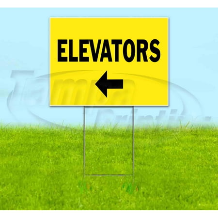 Elevators Left (18" x 24") Yard Sign, Includes Metal Step Stake