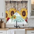 thumbnail image 6 of Sunflowers Swag Curtains for Kitchen/Bedroom/Living Room, Retro Flower Barn Doors Butterfly Farmhouse Brown Scalloped Curtains 63 Inch Long, Window Swag Topper Curtains Valances 2 Panels Set 36"x63", 6 of 8