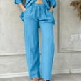 thumbnail image 5 of VISALY Lounge Pants Women with Pockets, Women's Everyday Solid Color Casual Pants Drawstring Elastic Waist Pockets Trousers Womens Daily Elastic Waist, 1 Pack Pants for Women, Sky Blue, XL, 5 of 5