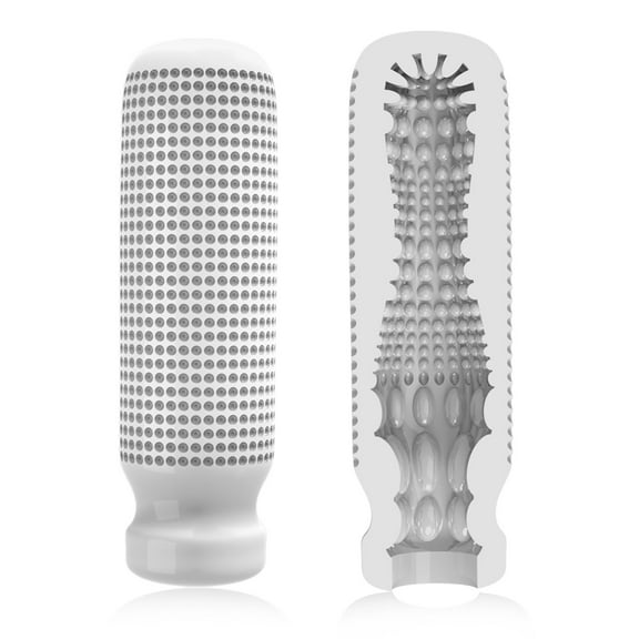 Portable Manual Soft Silicone Male Stroker,Male Masturbator Cup Without Vibration,Adult Sex Toys for Men-White