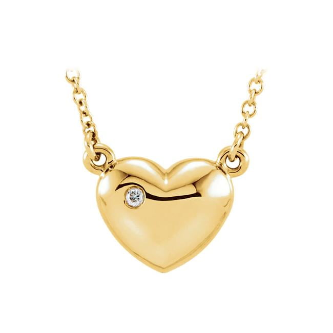 Heart Charm Solid 14k Yellow Gold CZ Love Pendant Open Design Pave Style Polished Fancy Small 10 x 11 mm