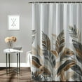 thumbnail image 2 of BCIIG Brown Leaves Shower Curtain, Brown Plants White Shower Curtain Set for Bathroom, Minimalist Fabric Bath Curtain with Hooks, 2 of 6