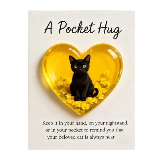 Cat Memorial Pocket Hug, Heart-Shaped with Inspirational Cards,Resin Keepsake Figurines,for Grieving Cat Owners and Cat Lovers