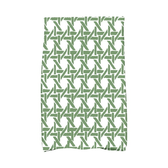 Simply Daisy, 16 x 25 inch, Rattan Geometric, Geometric Print Kitchen Towel, Green
