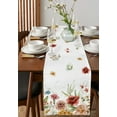 thumbnail image 4 of Table Runner Dresser Scarves 36 Inch Long, Spring Blossoming Floral with Butterfly Linen Dining Table Runners Garden Floral Art on White Tabletop Scarf for Wedding Holiday Party Kitchen, 4 of 7