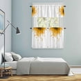 thumbnail image 6 of Yellow Translucent Floral Kitchen Curtains Valances and Tiers Set of 3 Gradient Art Watercolor Decor Tier Curtains and Valance with Rod Pocket for Small Windows, 27.5"x24", 6 of 9
